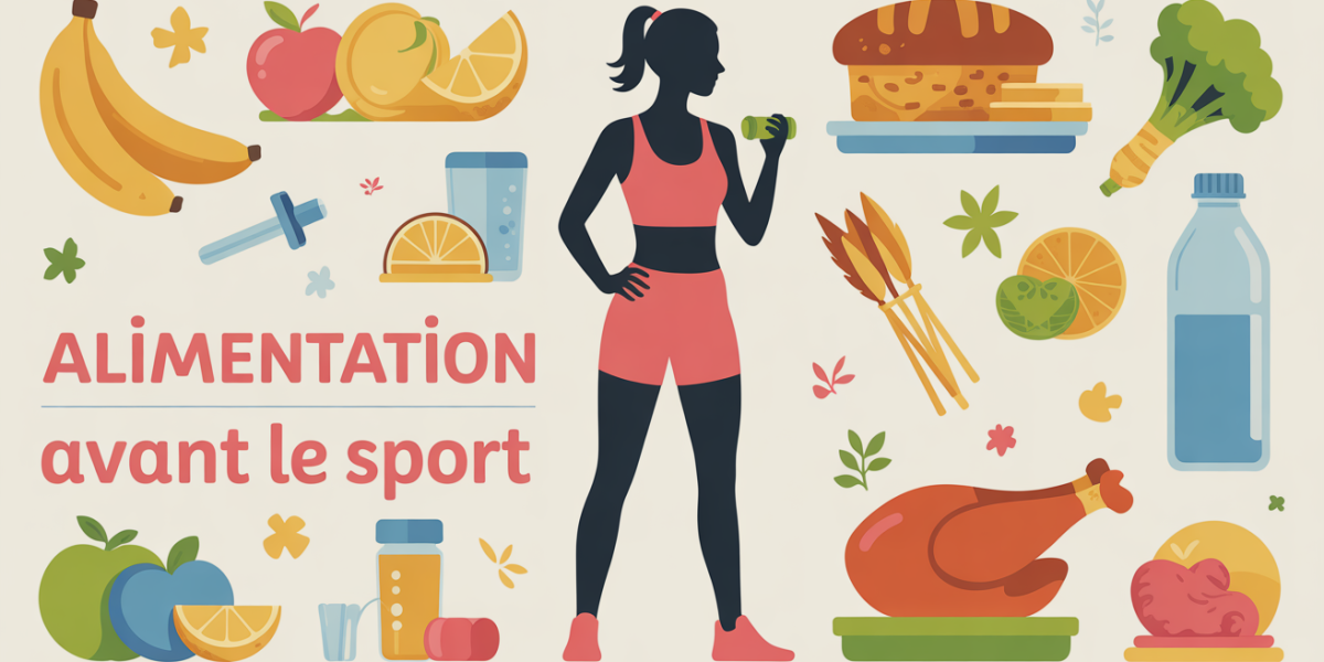 Illustration alimentation avant le sport femme aliments sains
