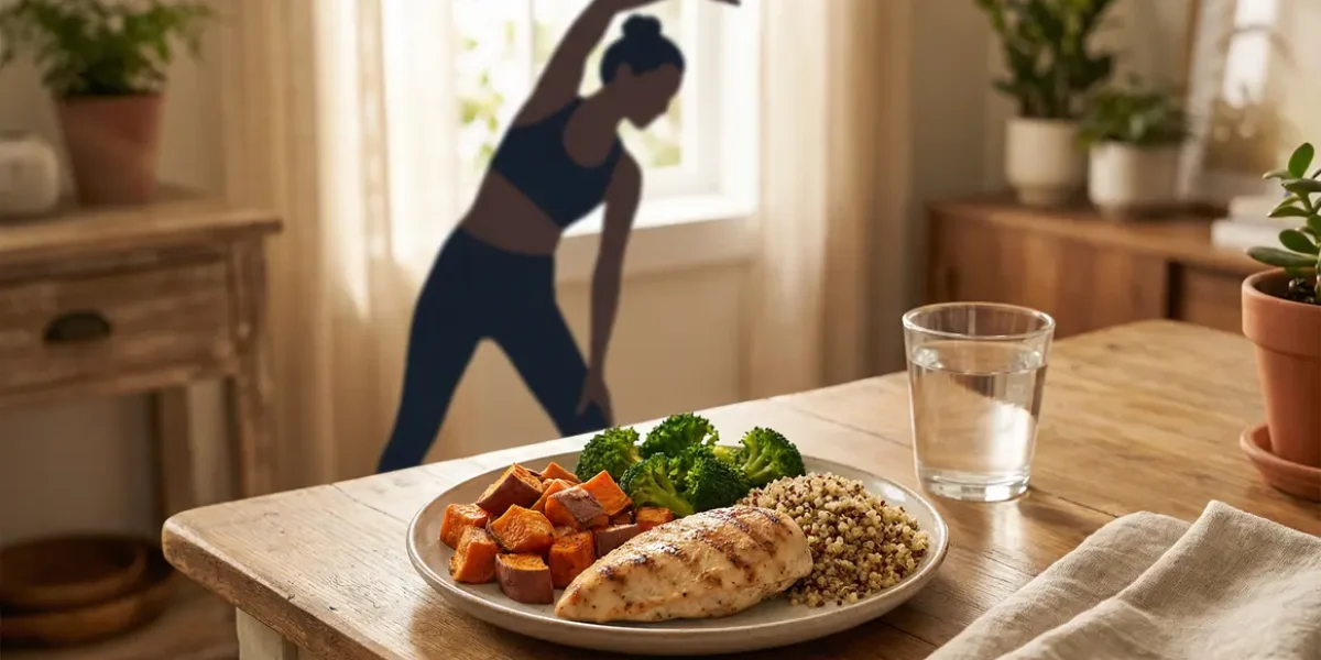 Assiette équilibrée avec légumes, protéines maigres, glucides complexes, perte de poids