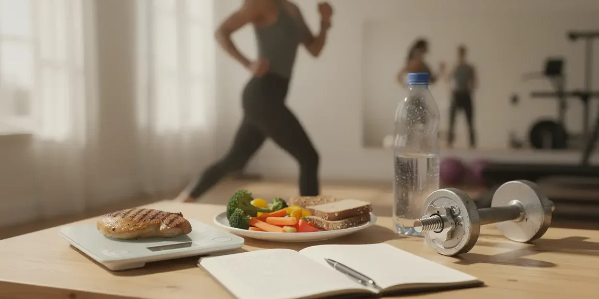 Salle lumineuse avec balance carnet aliments perte de poids durable