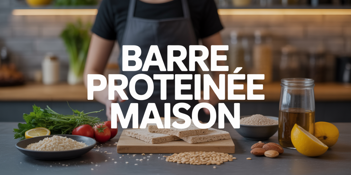 barre proteinee maison sur plateau ambiance saine