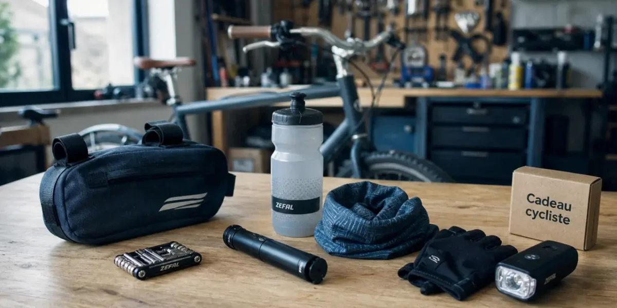 Cadeau pour cycliste : sacoche, multitool et éclairage vélo pour un vrai usage