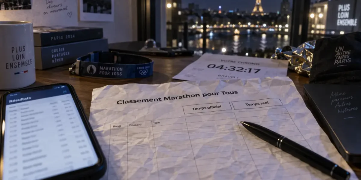Classement marathon pour tous : temps officiel, temps réel et catégories