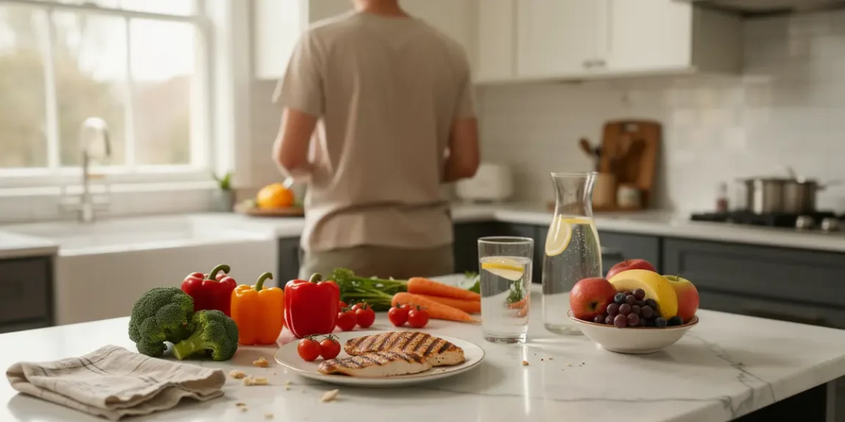 Préparation repas sain cuisine perte de poids