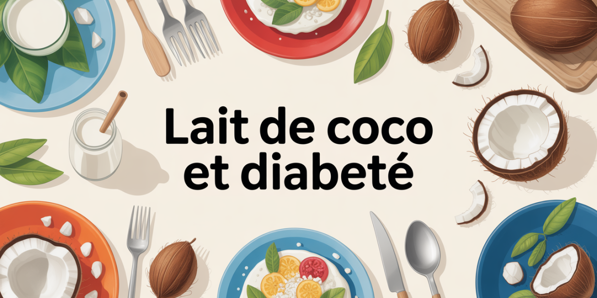 Lait de coco et diabète sur table cuisine