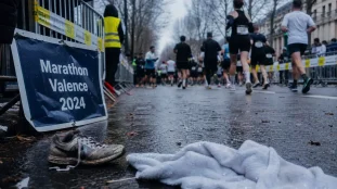 Marathon Valence 2024 resultat, chaussures et panneau de départ