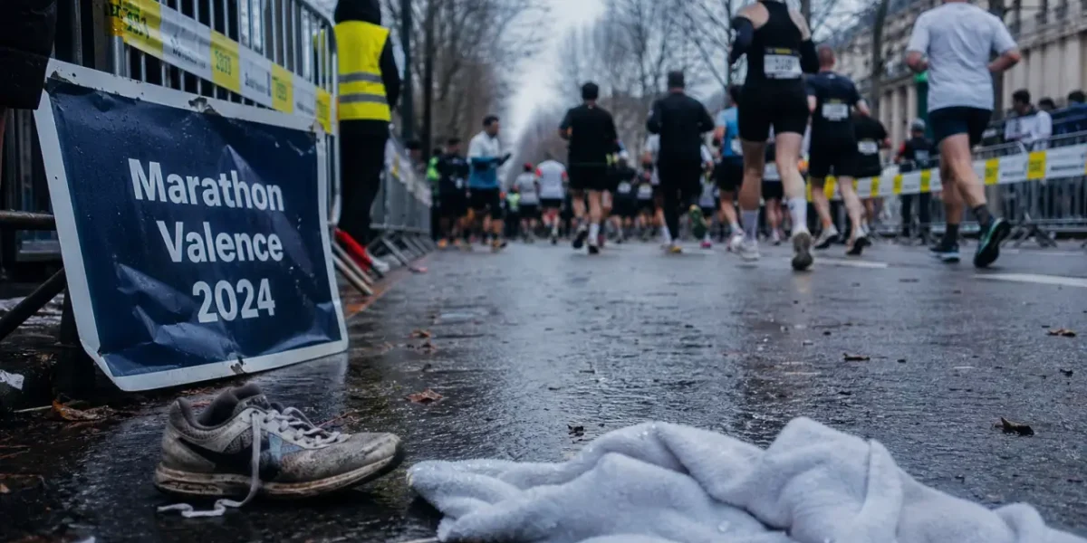 Marathon Valence 2024 resultat, chaussures et panneau de départ