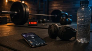 Musique pour entraînement sur smartphone : playlist et casque en salle