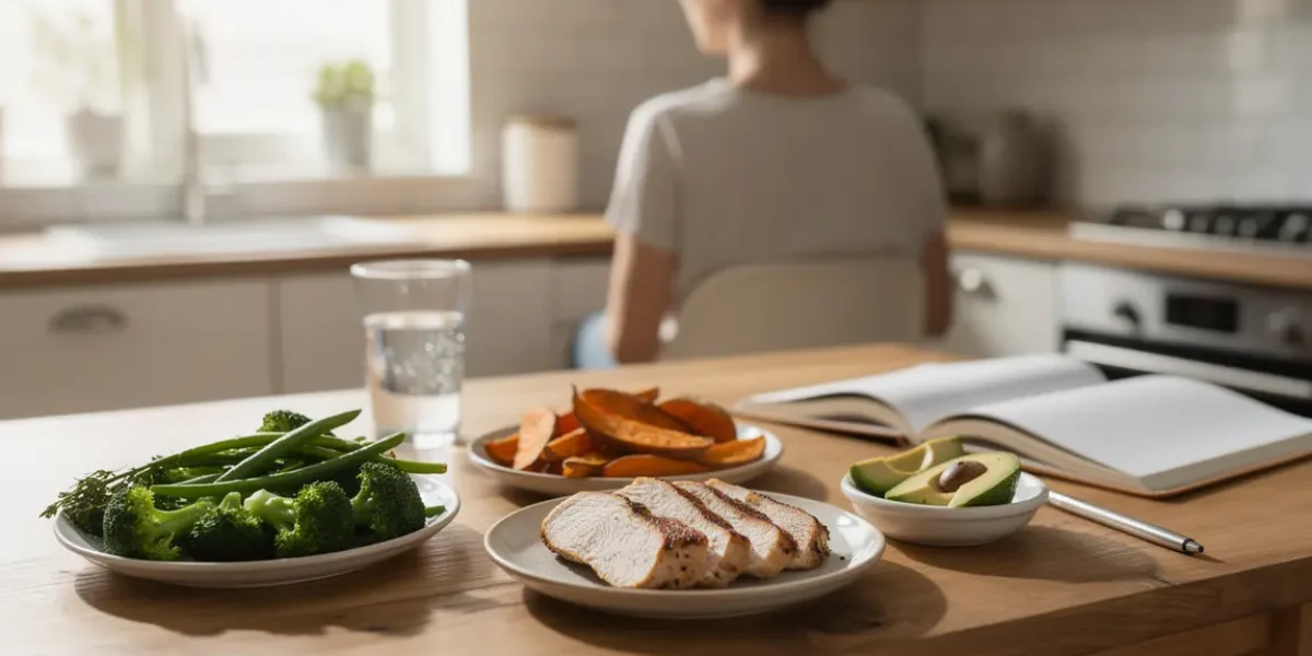 Assiette saine pour perdre du poids rapidement, femme motivée
