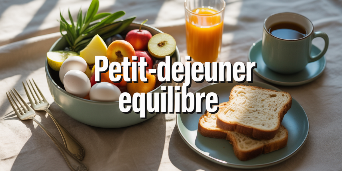 Petit-dejeuner equilibre bol avoine fruits oeufs pain complet