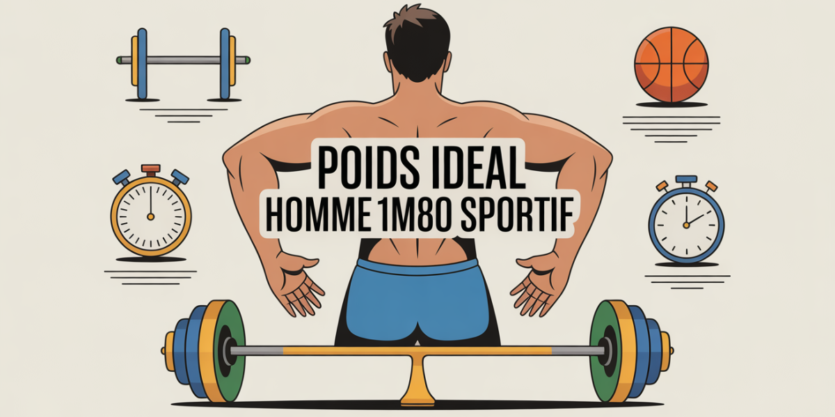 Poids ideal homme 1m80 sportif illustration silhouette balance