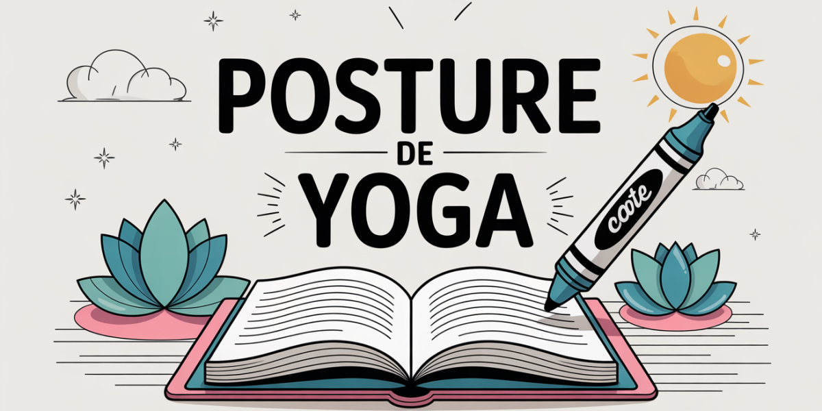 Carnet ouvert mots fléchés avec posture de yoga en titre