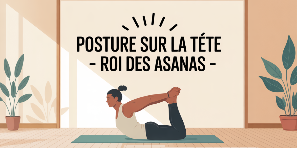 Posture sur la tete yoga Sirsasana sur tapis, illustration moderne