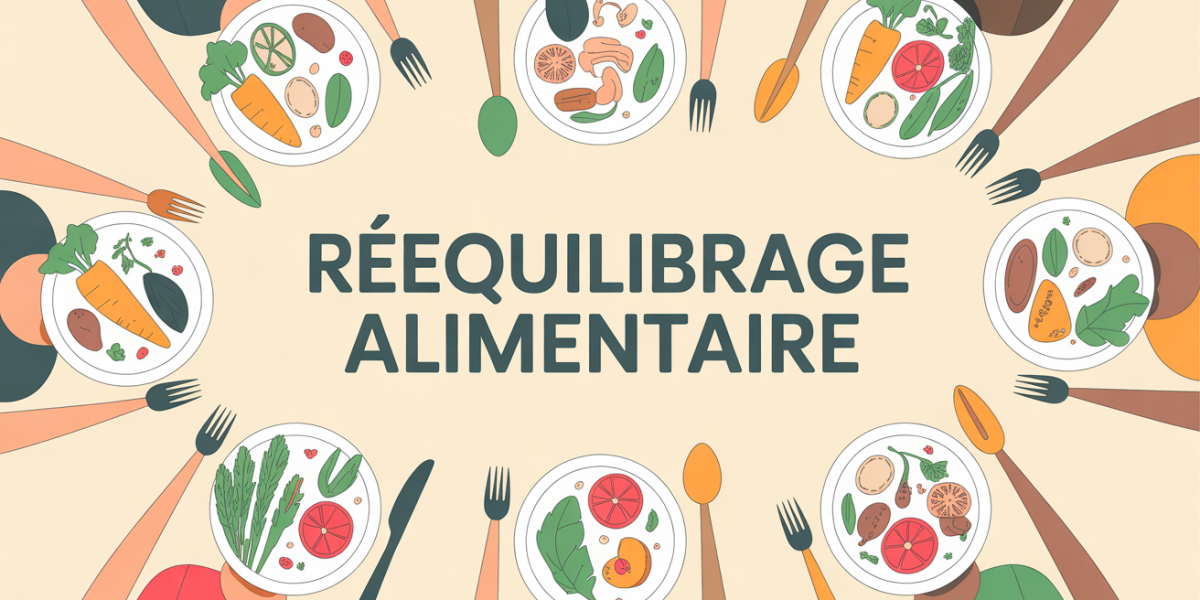Vue table assiette équilibrée rééquilibrage alimentaire