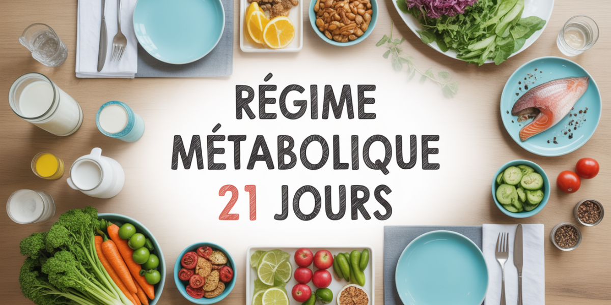 Plateau repas du regime metabolique 21 jours avec legumes, poisson et balance