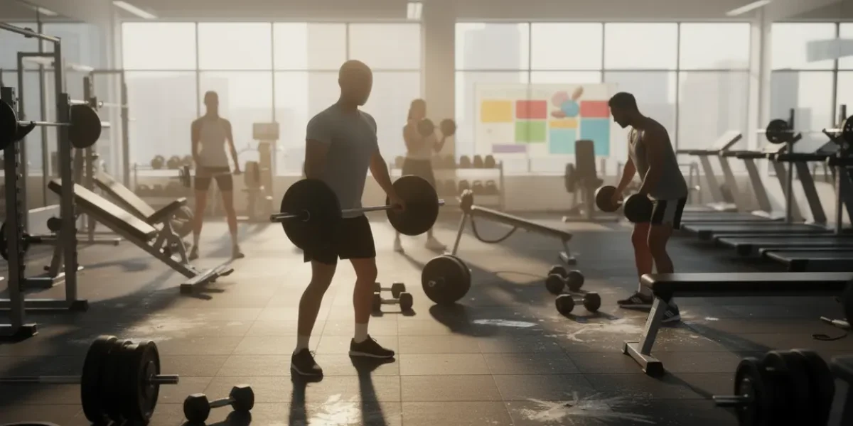 Salle de sport prise de masse ambiance dynamique