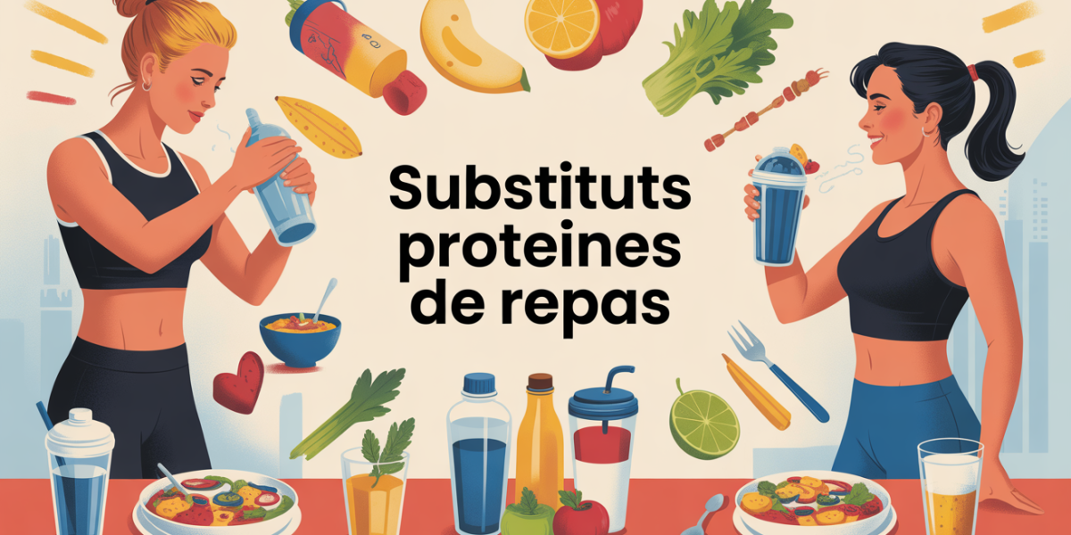 Scène dynamique substituts protéines de repas shake barre soupe table saine